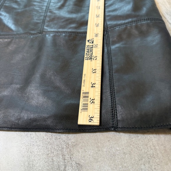 Halogen Leather Front Shift Dress Womens 8P Black Excellent Mixed Media Zip Back - Picture 6 of 8